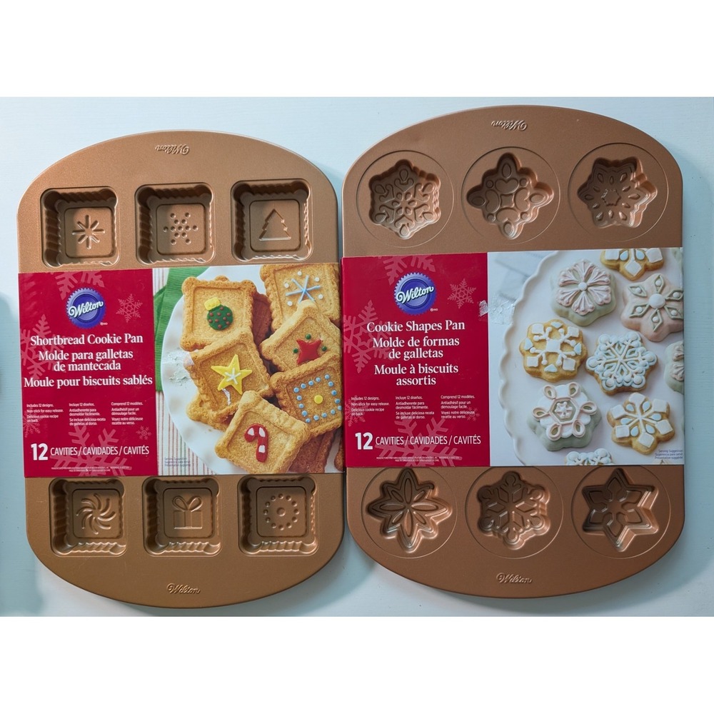 2 New Wilton Baking Pans Shortbread Cookie Pan Cookies Shapes Pan